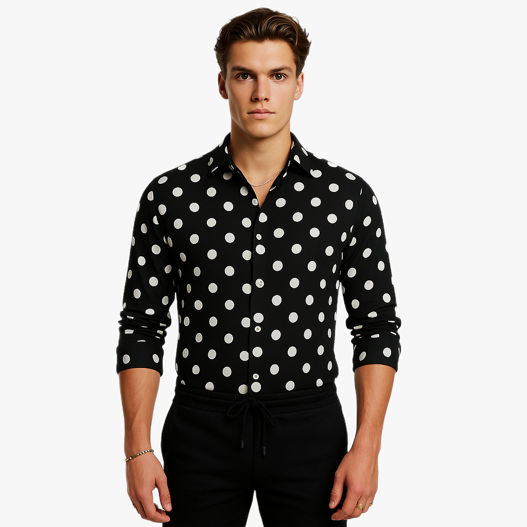 Classic Polka Dot Men's Shirt for Smart Casual Wear