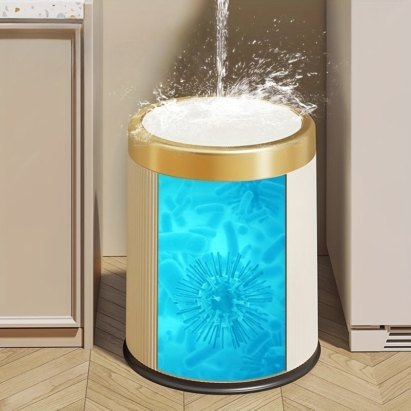 Modern Trash Can Oval Press Top Bathroom Bin Dual Inner Bucket - Image 12