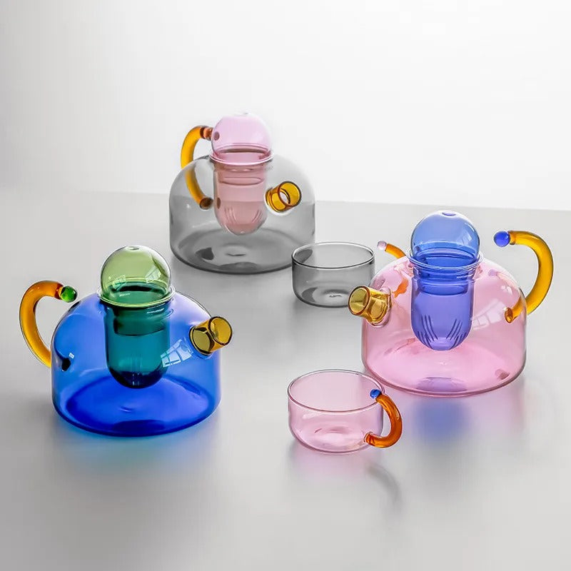 Modern Clear Tokyo Glass Teapot with Matching Cup
