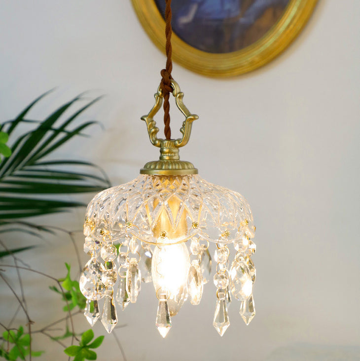 Auravelle - Vintage Copper Crystal Floral Pendant Light - Image 8