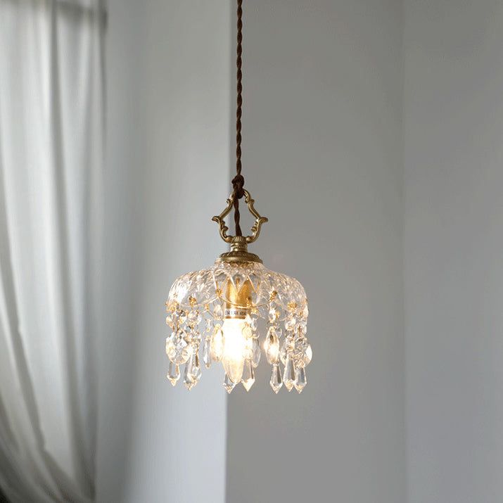 Auravelle - Vintage Copper Crystal Floral Pendant Light - Image 2