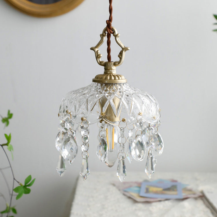 Auravelle - Vintage Copper Crystal Floral Pendant Light