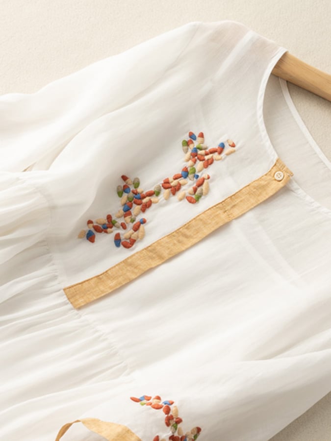 Women's Fashion Sunny Flowing Embroidered Ethnic Dress