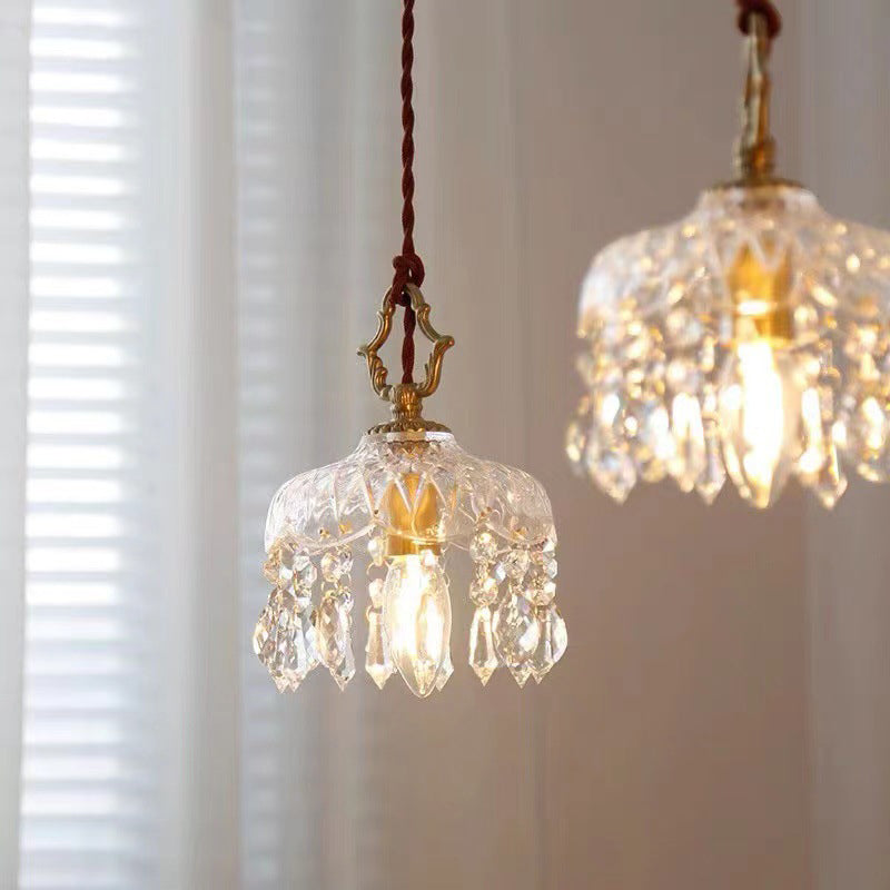 Auravelle - Vintage Copper Crystal Floral Pendant Light - Image 6