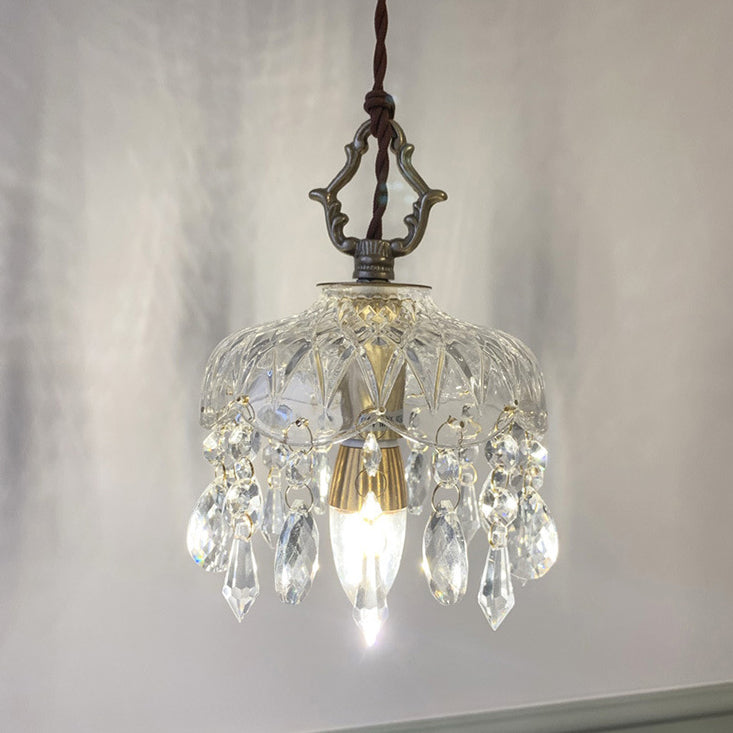 Auravelle - Vintage Copper Crystal Floral Pendant Light - Image 9