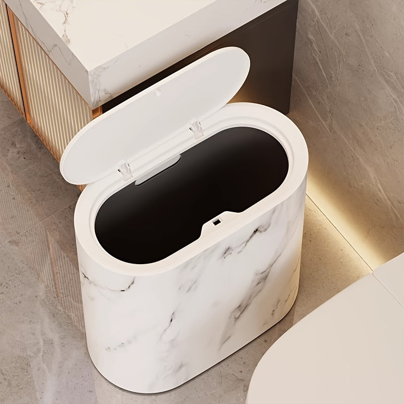Bathroom Trash Can Lid Marble Modern Small Kitchen Bin - Image 5