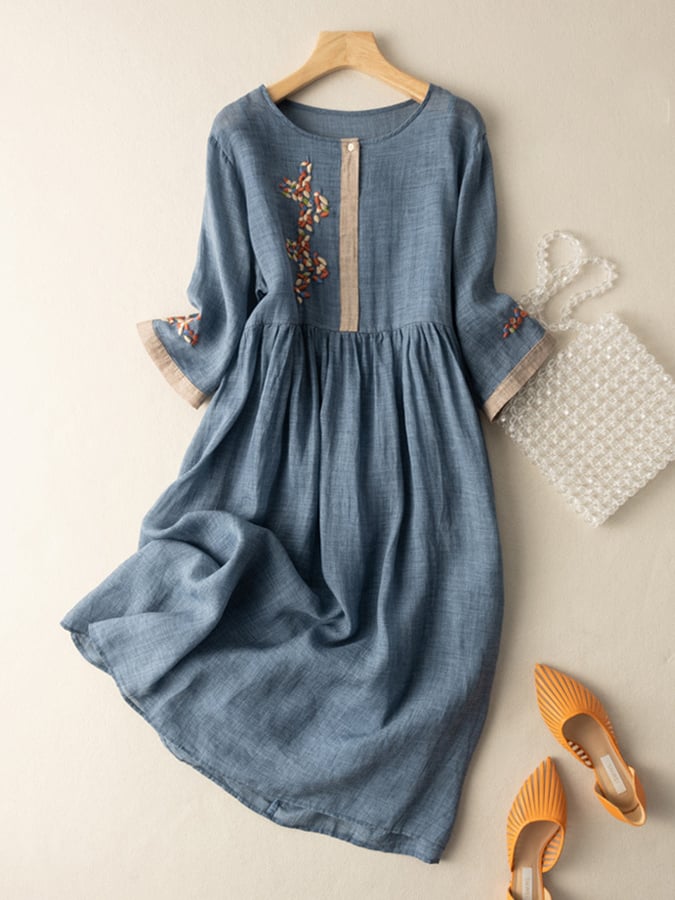 Women's Fashion Sunny Flowing Embroidered Ethnic Dress