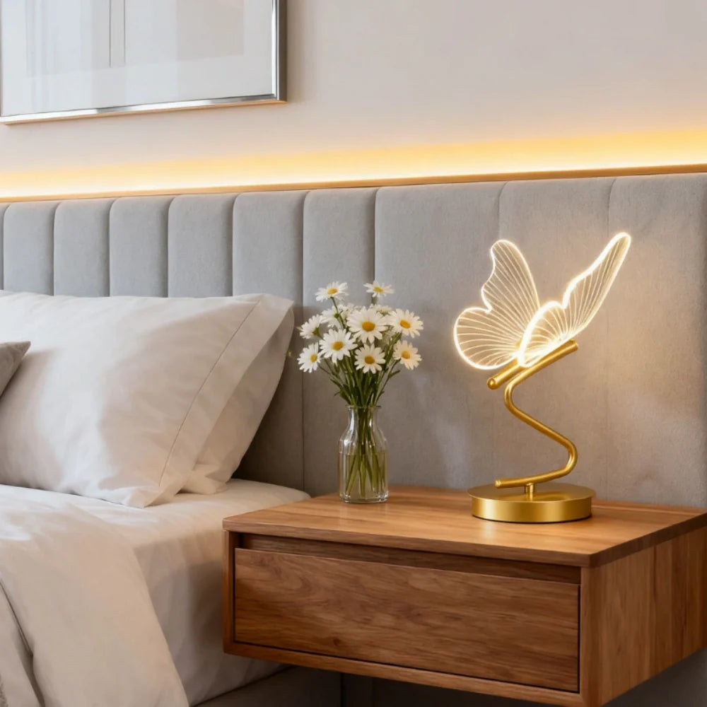 Butterfly Lamp Rechargeable Cordless Decorative Bedside Table Lamp