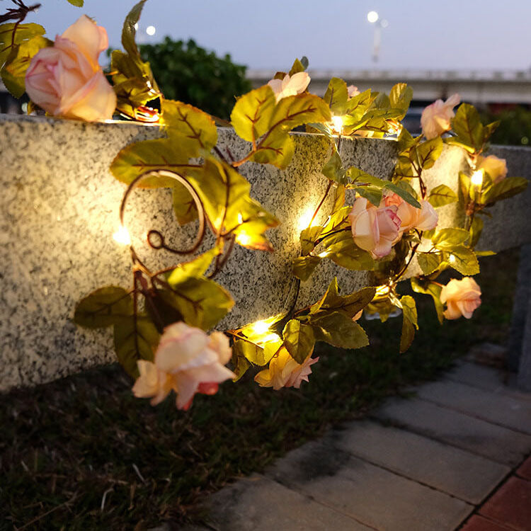Solar Outdoor String Lights Waterproof Rose LED Garden Patio Decor