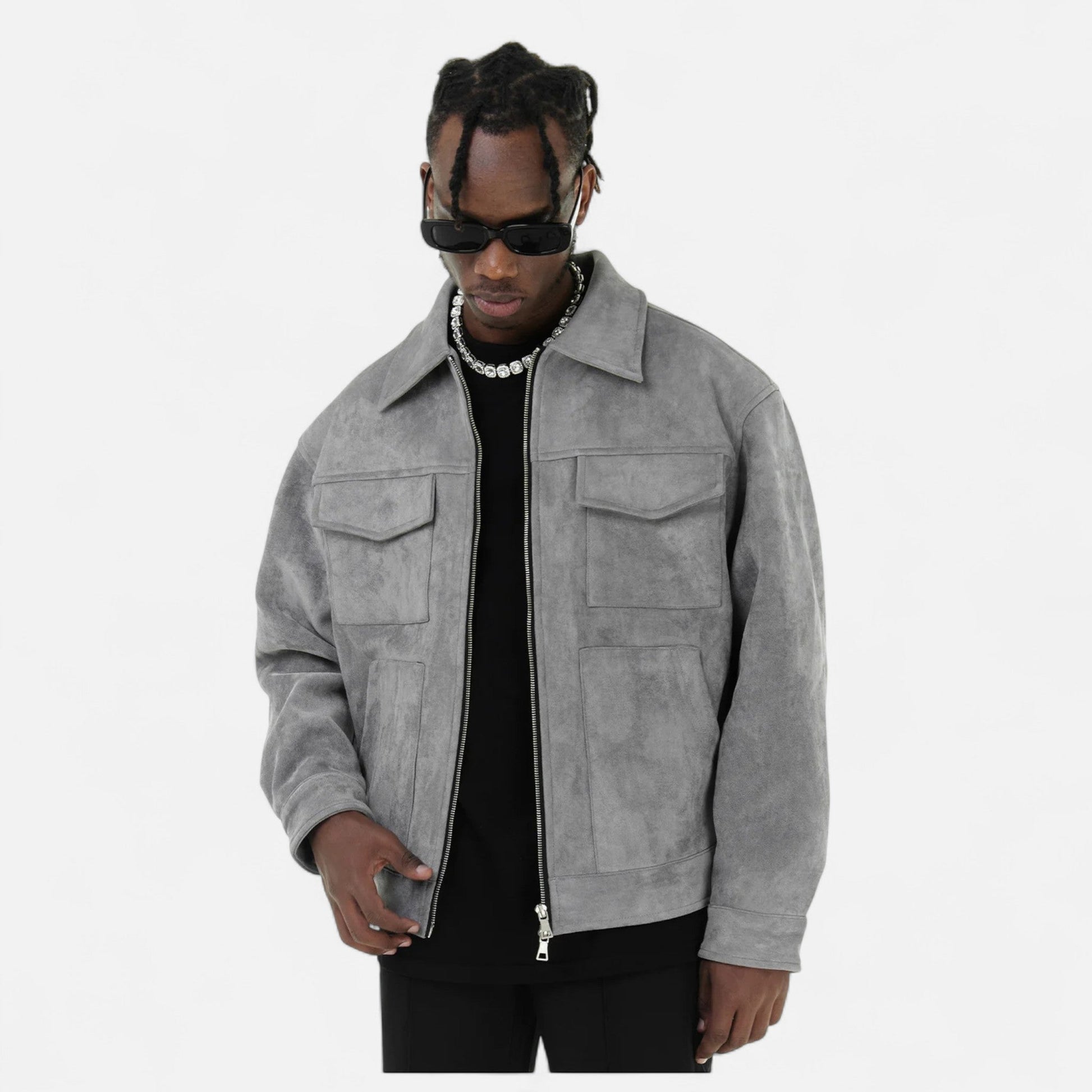 Men’s Refined Street-inspired Loose-Fit Suede Jacket