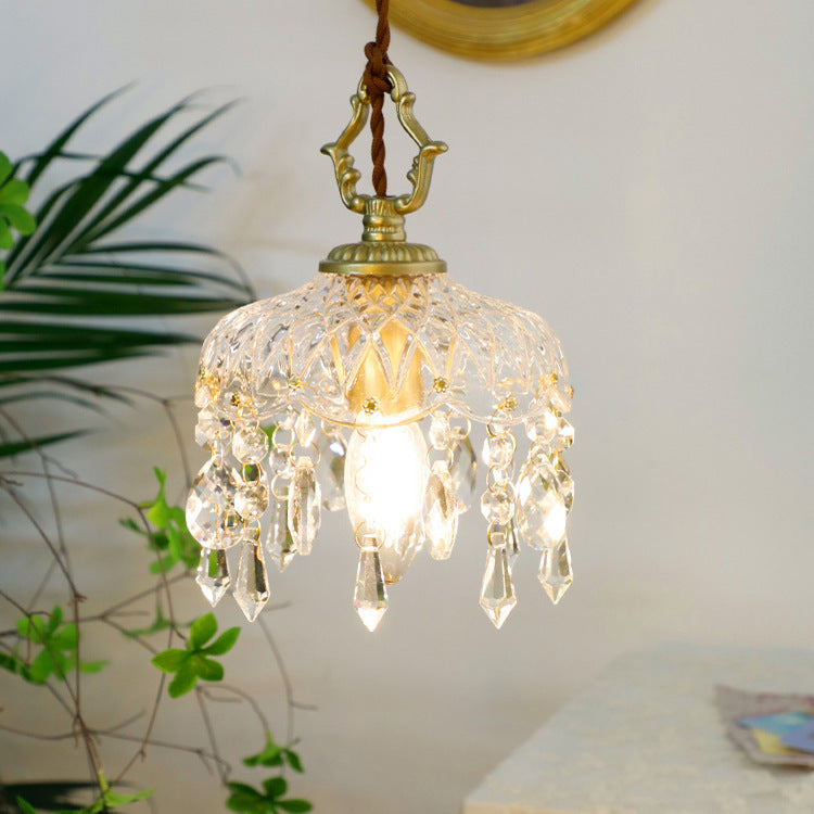 Auravelle - Vintage Copper Crystal Floral Pendant Light - Image 3