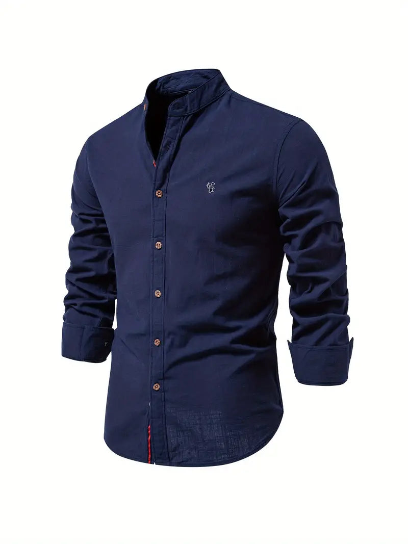 Casual Buttons Shirt with Stand-aup Collar