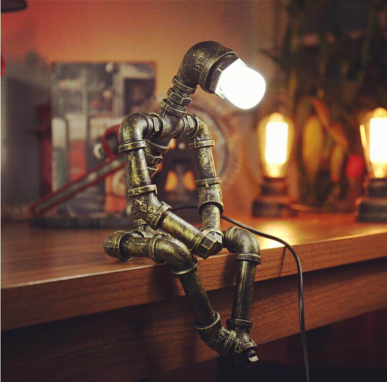 Industrial Table Lamp Retro Bronze Metal Accent Bedside Lighting - Image 2