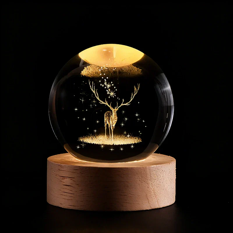 Ambient 3D Crystal Ball LED Night Light USB Lamp for Home Decor