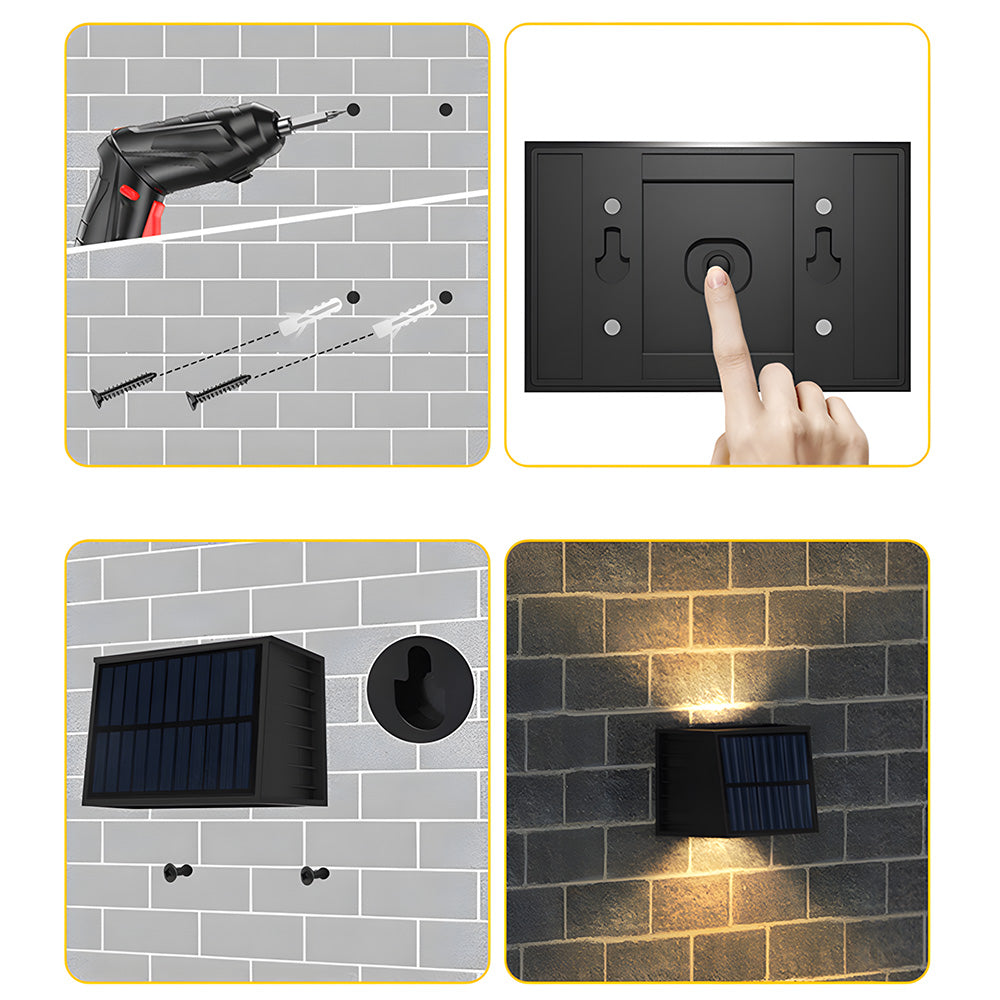 Solar Outdoor Wall Lights LED Waterproof IP65 Black Exterior Lamp - Image 9