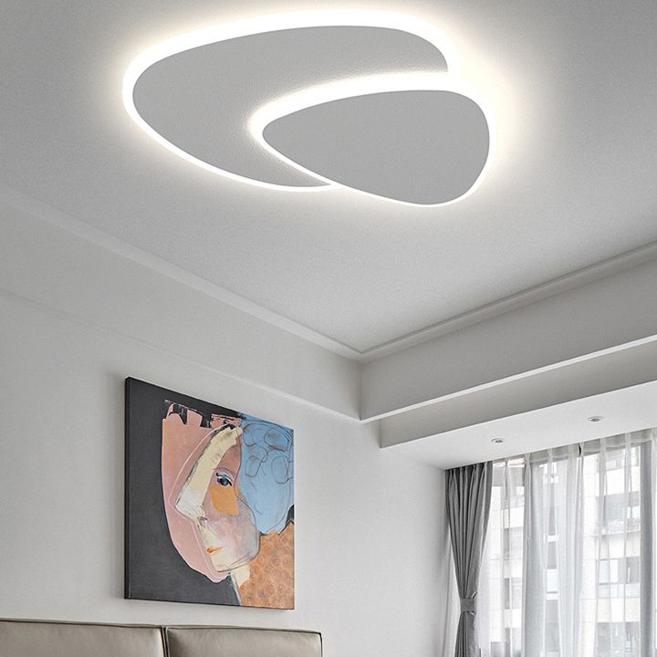 Modern Geometric Flush Mount Ceiling Light Dimmable White LED Fixture - Image 7