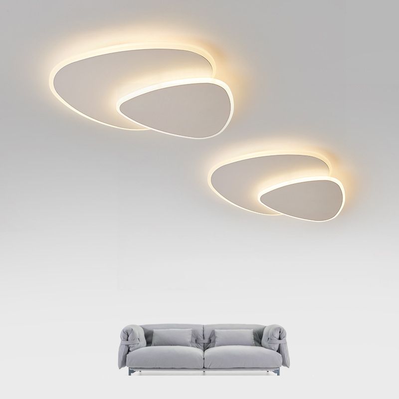 Modern Geometric Flush Mount Ceiling Light Dimmable White LED Fixture - Image 9