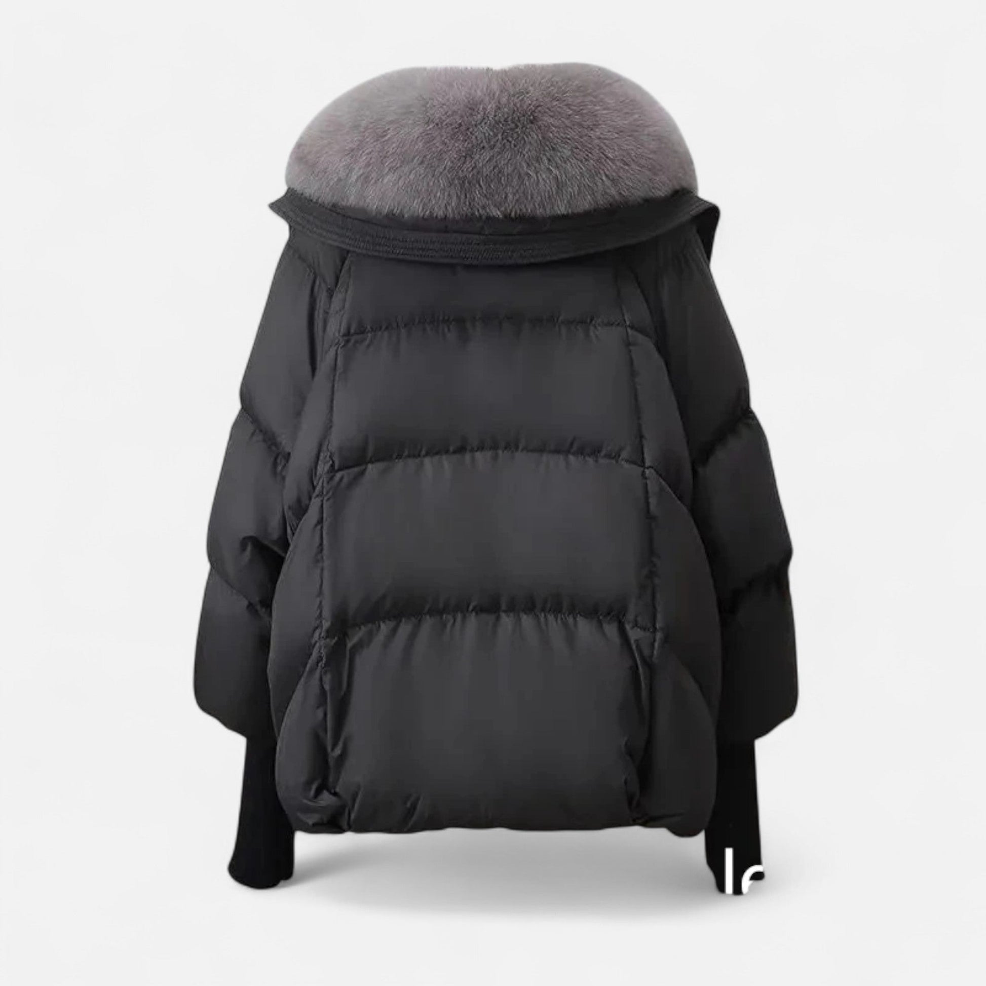 Women’s Fashionable Layered Down Jacket with Thick Design and Fur-Collar
