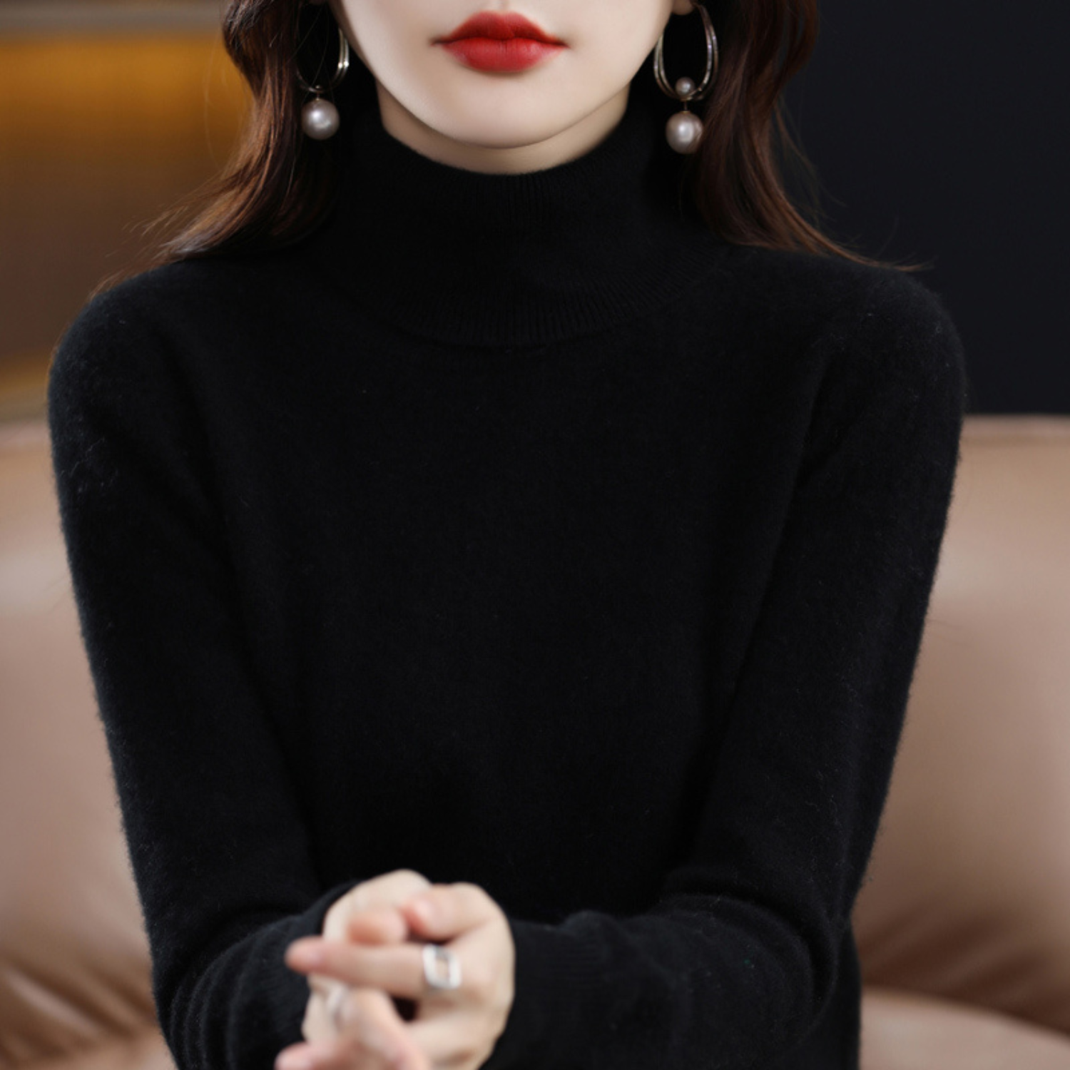 Women's Fashion Outdoor Warmth Knitted Roll Neck Sweater