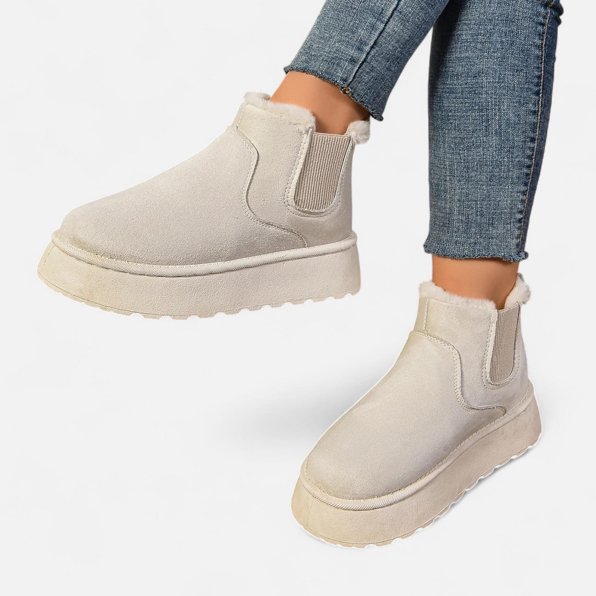 Women’s Timeless Short Plush Platform Chelsea Warm Ankle Boots