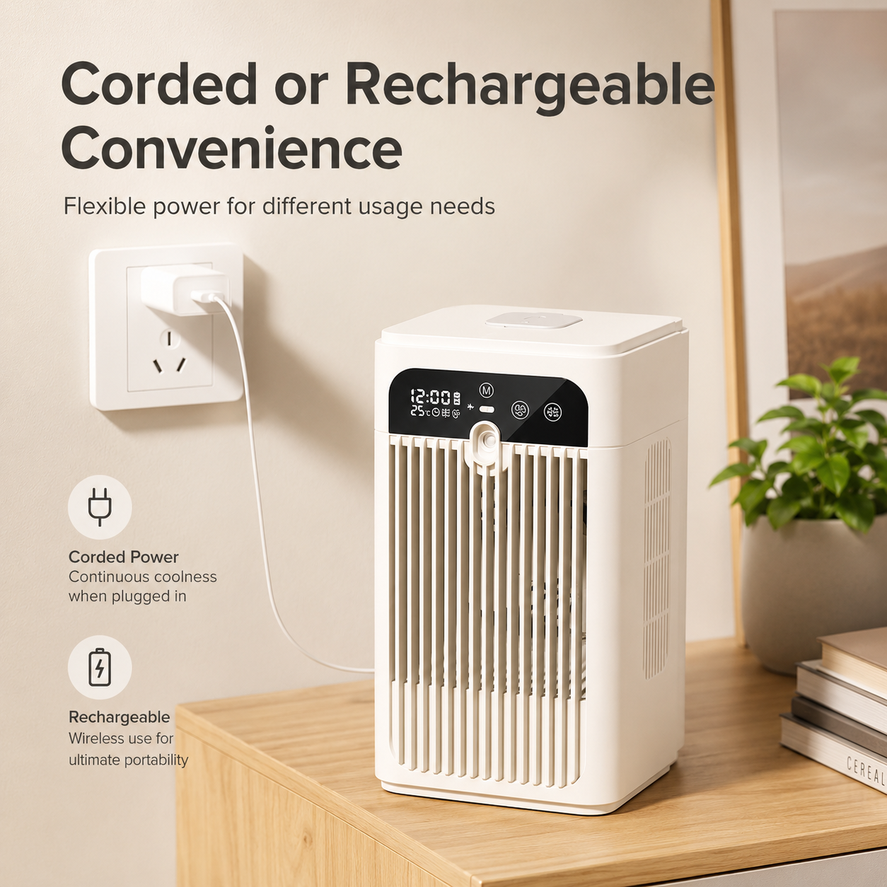 Mini Desktop Air Cooler Fan - Portable Mist Cooling Fan with 370mL Water Tank & Touch Display