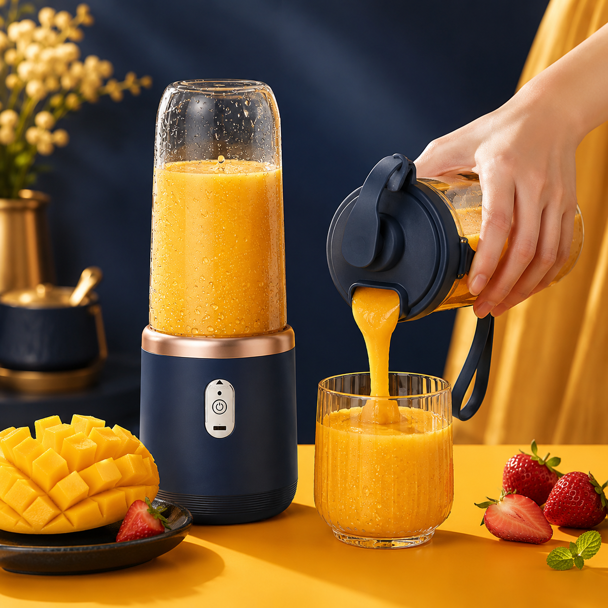Portable USB Rechargeable Juicer Blender with 2 Cups