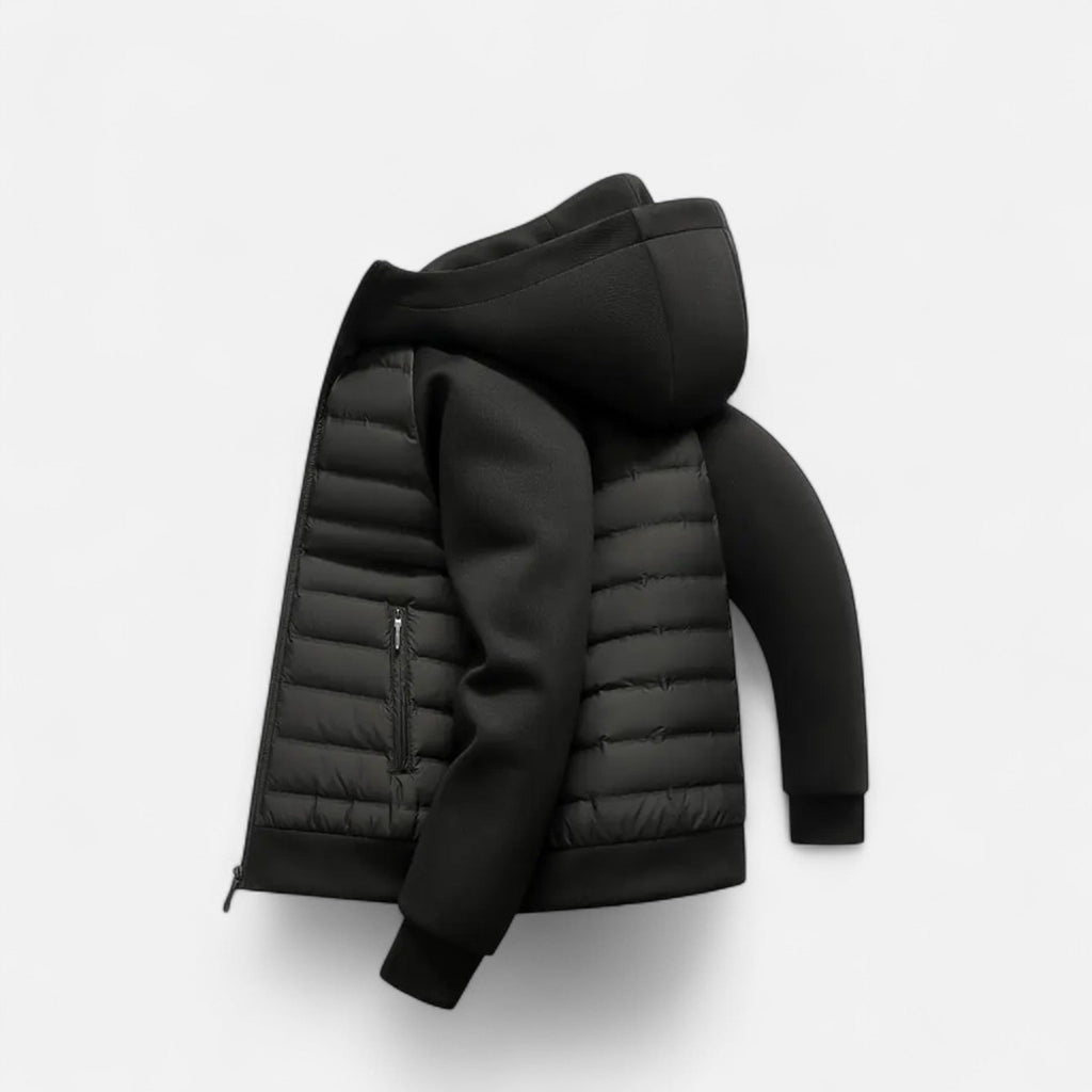 Men’s Outdoor Spliced Quilted Hooded Down Practical Jacket