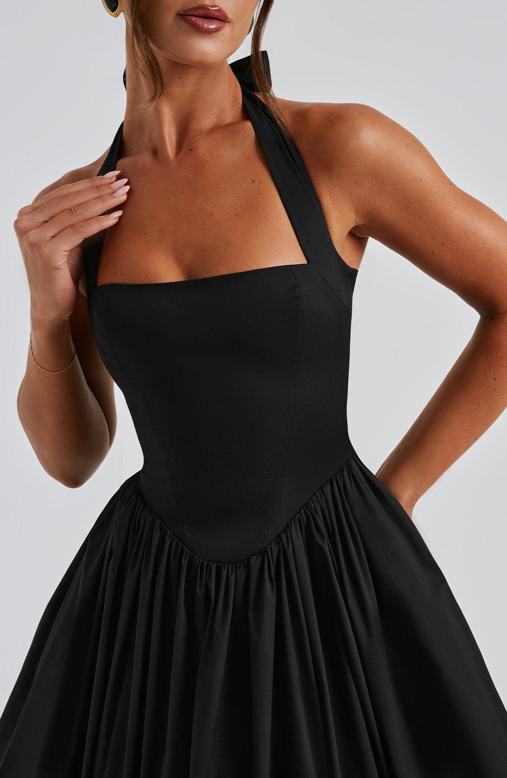 Women’s Chic Halter Wedding Guest Dresses Midi Length