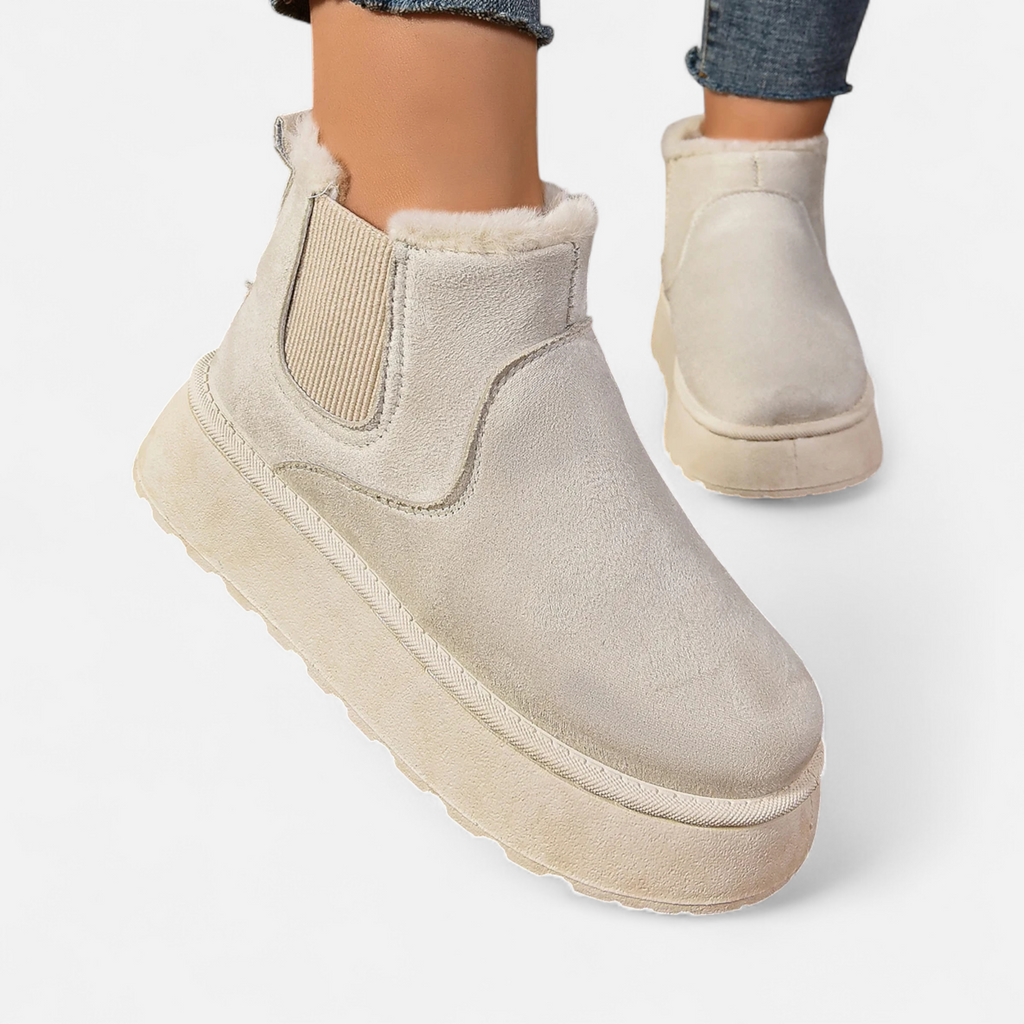 Women’s Timeless Short Plush Platform Chelsea Warm Ankle Boots