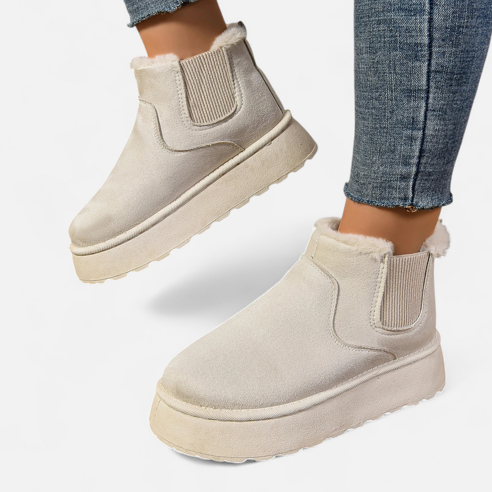 Women’s Timeless Short Plush Platform Chelsea Warm Ankle Boots