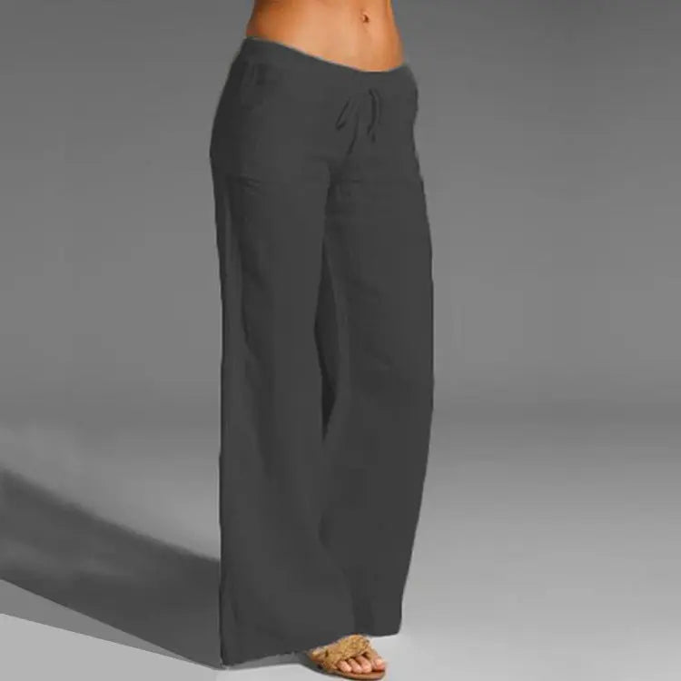 Women's Warm Casual Wide Summer Trousers with Adjustable Waist