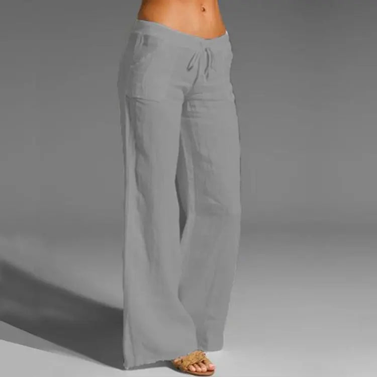 Women's Warm Casual Wide Summer Trousers with Adjustable Waist