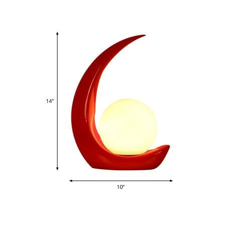 Modern Table Lamp Crescent Resin Bedside Nightstand Decor - Image 5