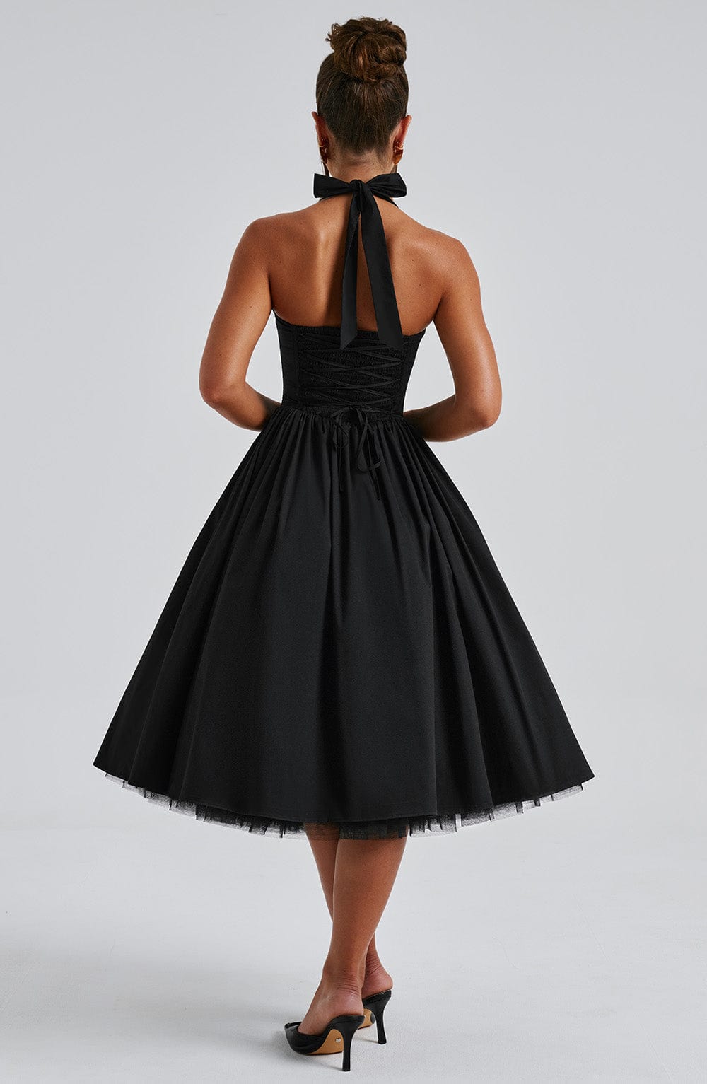 Women’s Chic Halter Wedding Guest Dresses Midi Length