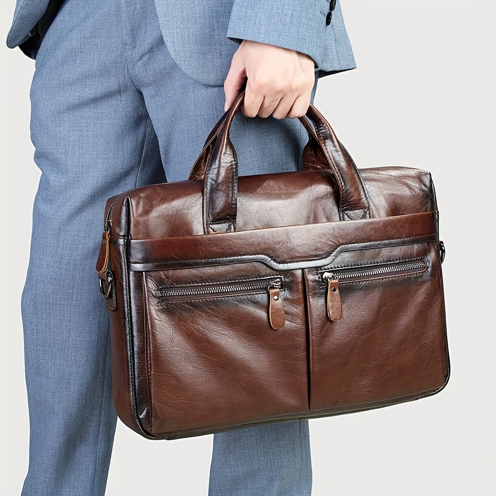 Men's Casual Leather Laptop Bag - Image 3