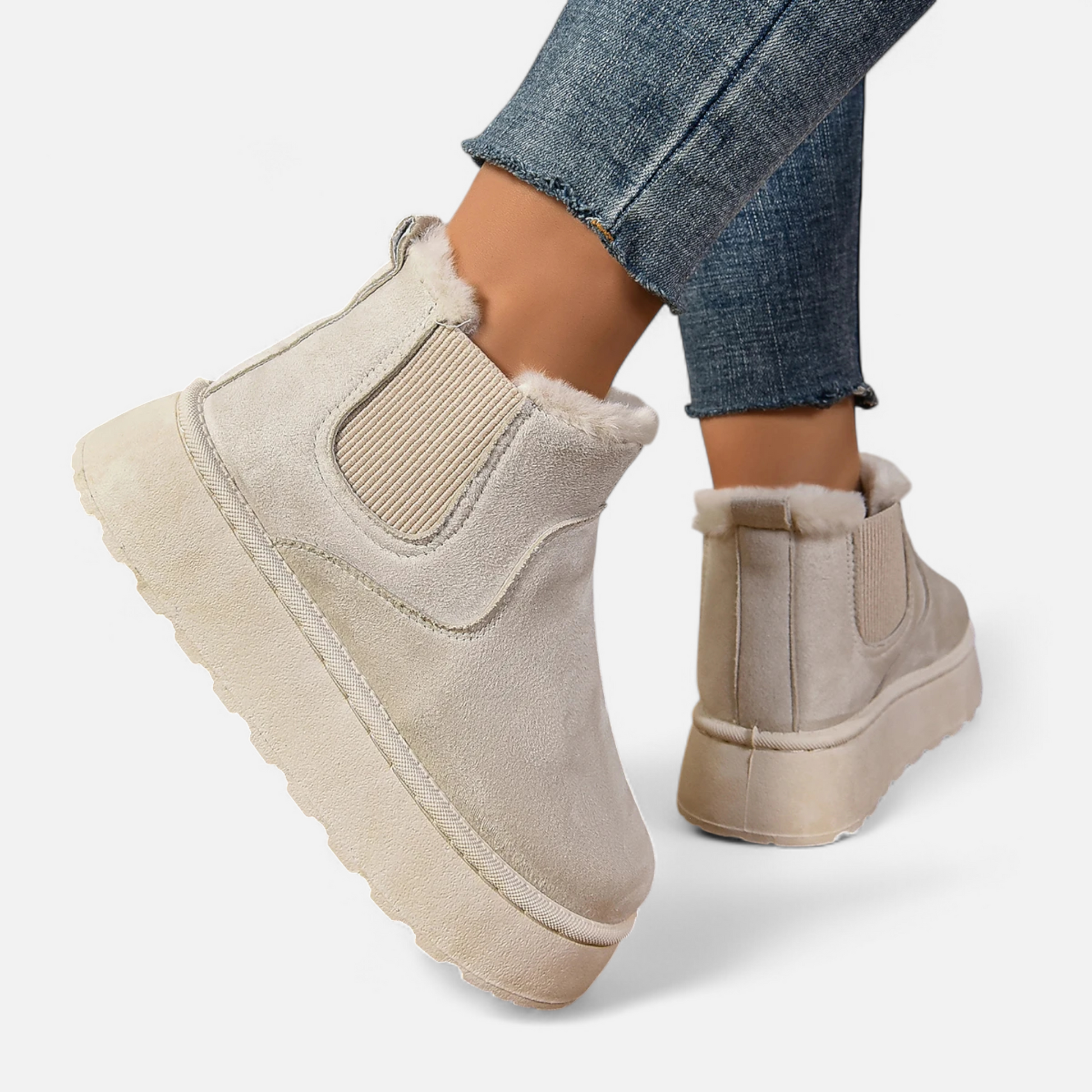 Women’s Timeless Short Plush Platform Chelsea Warm Ankle Boots