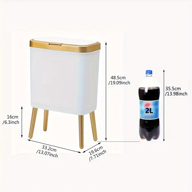Kitchen Trash Can Lid 15L Slim Modern Odor Sealing Elevated Legs - Image 4