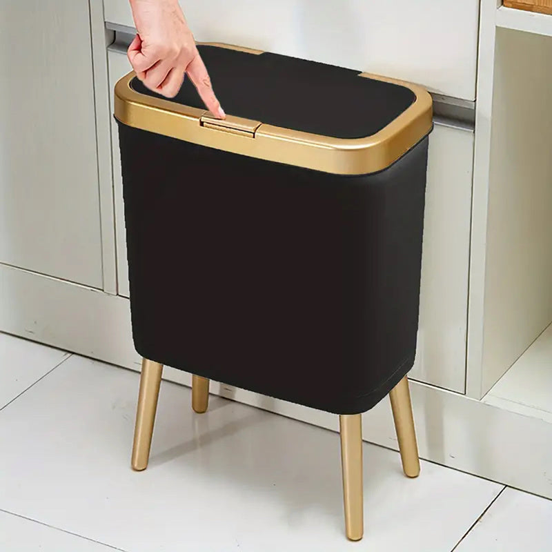 Kitchen Trash Can Lid 15L Slim Modern Odor Sealing Elevated Legs