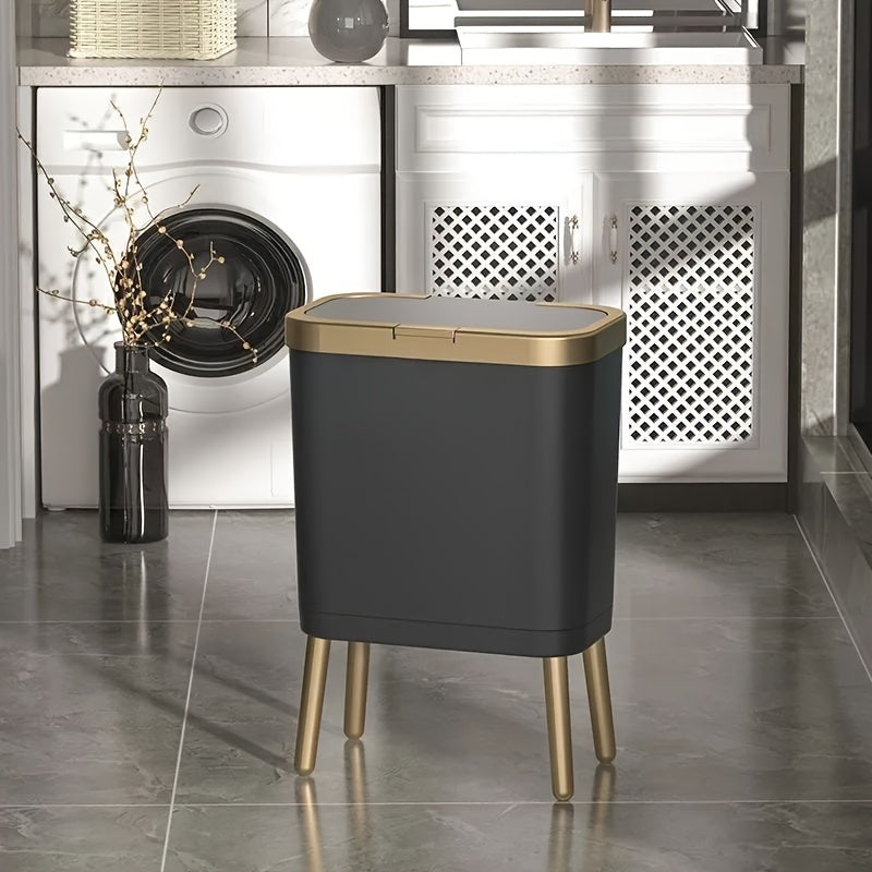 Kitchen Trash Can Lid 15L Slim Modern Odor Sealing Elevated Legs - Image 3