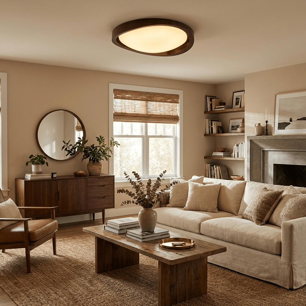 Walnut Curved Edge Ceiling Light - Image 2