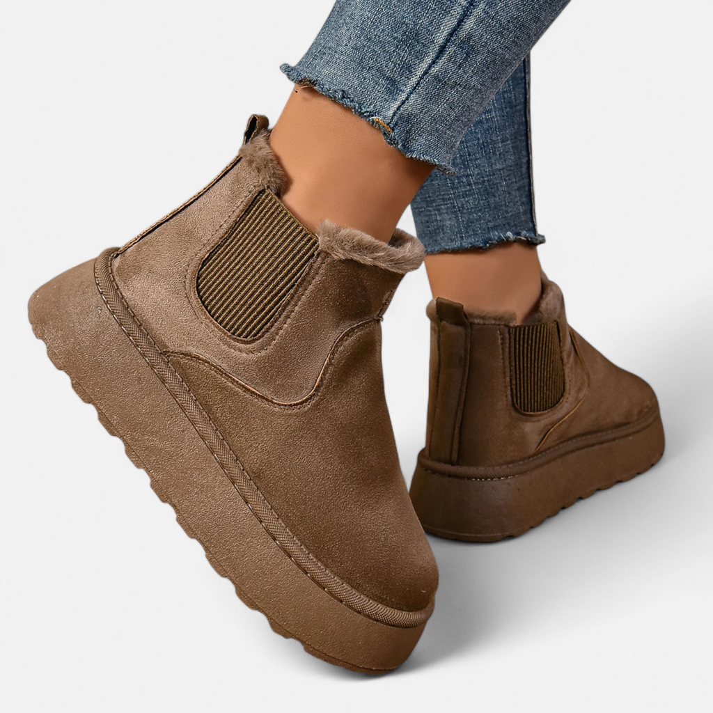 Women’s Timeless Short Plush Platform Chelsea Warm Ankle Boots