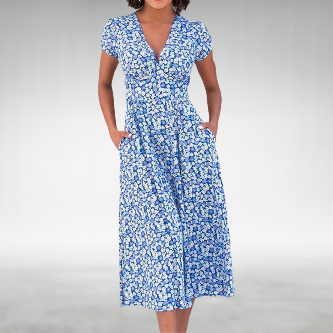 Trendy Versatile Floral Flattering Fit Summer Dress for Women