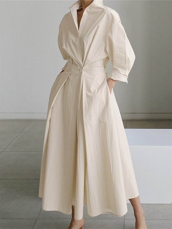 Women's Long Striking Flowing Shirt Dress