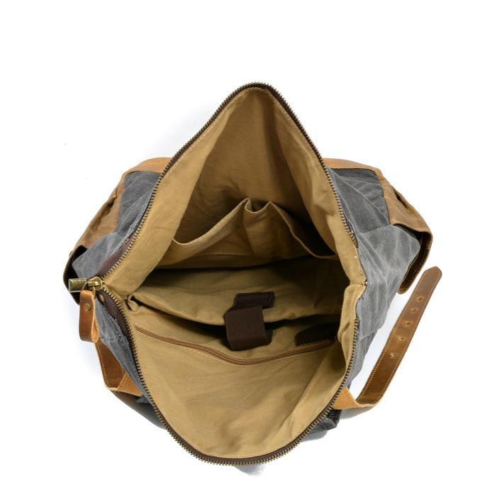 Men's Military Roll-Top Canvas Travel Hiking Laptop Backpack - Image 8