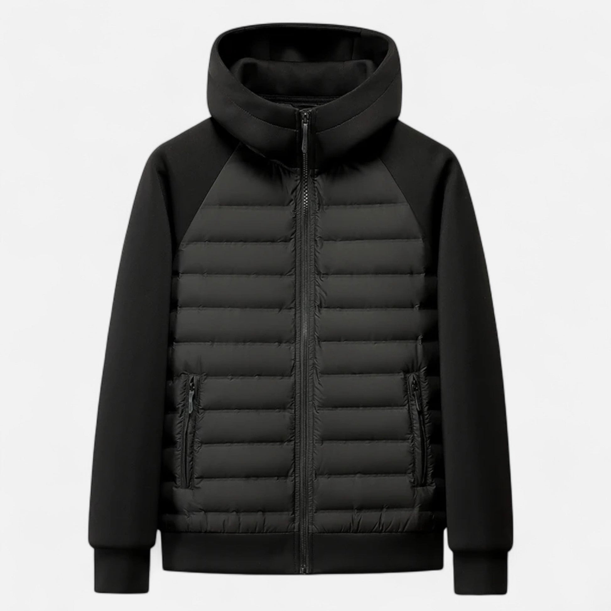Men’s Outdoor Spliced Quilted Hooded Down Practical Jacket
