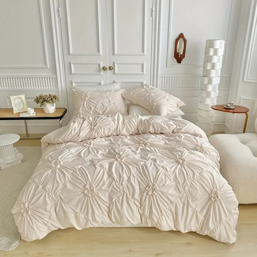 Taavita Ruffle Flower Quilt Cover Set - Elegant Pinch Pleated Design for Luxurious Comfort - Image 5