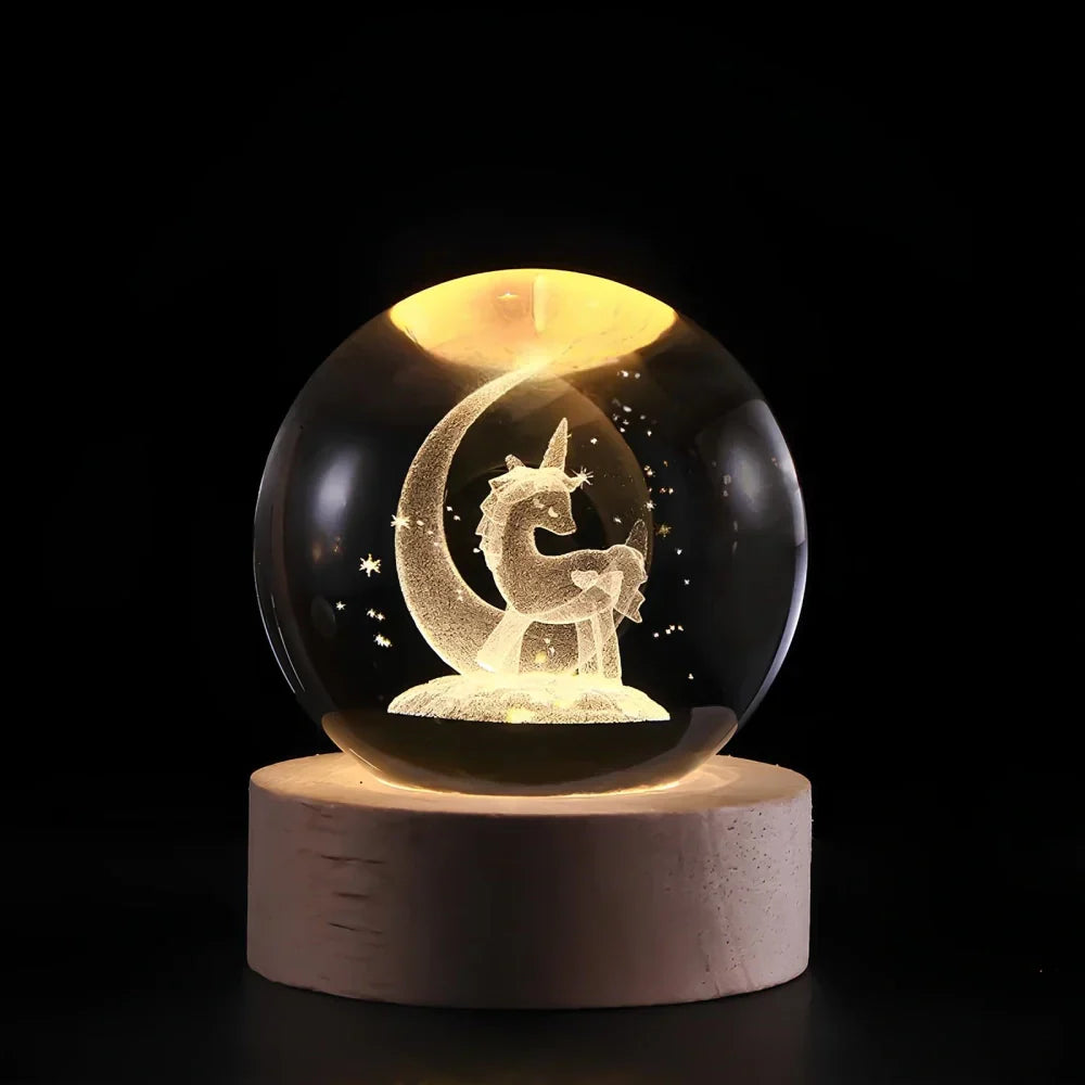 Ambient 3D Crystal Ball LED Night Light USB Lamp for Home Decor