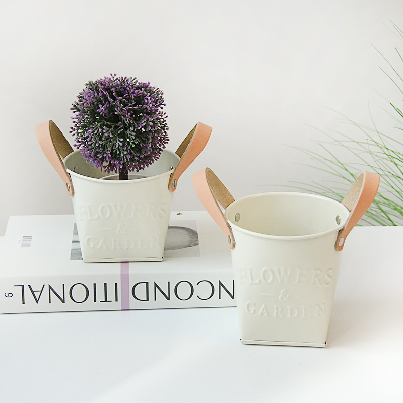 Decorative Plant Pots Leather Handles Indoor Outdoor Basket Planters - Image 2