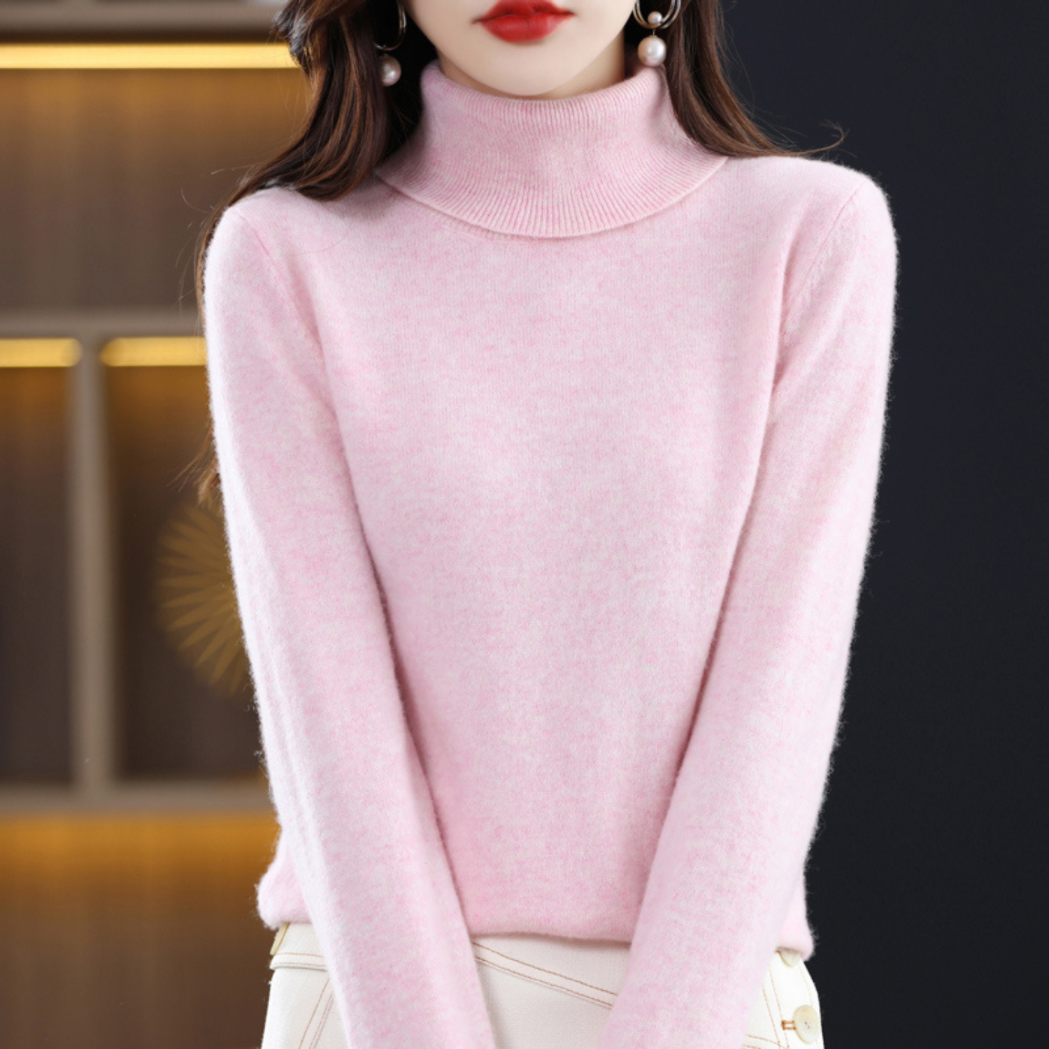 Women's Fashion Outdoor Warmth Knitted Roll Neck Sweater