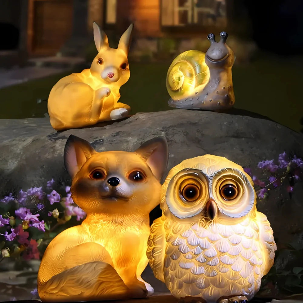 Solar Garden Light Whimsical Animal Statue Outdoor Decor Waterproof